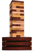 SWOOC Games - Reclaimed Giant Tower Game (Weather Resistant) 60 Blocks + Storage Crate/Outdoor Game Table | Stacks up to 5ft | Giant Outdoor Tower for Adults | Large Yard Activity | Jumbo Lawn Fun