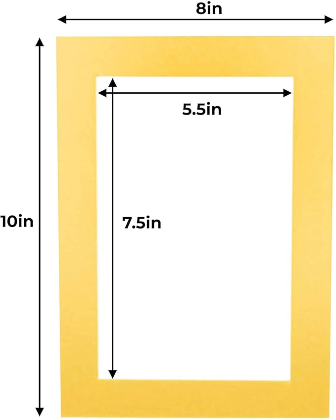 6x8 Mat for 8x10 Frame - Precut Mat Board Acid-Free Show Kit with Backing Board, and Clear Bags Metallic Gold 6x8 Photo Matte Made to Fit a 8x10 Picture Frame Matboard for Framing, Pack of 10 Mats