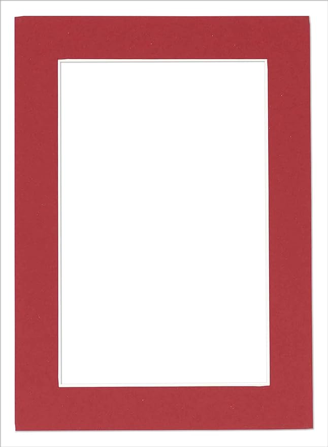 8x10 Mat Bevel Cut for 5.5x8.5 Photos - Acid Free Deep Red Precut Matboard - for Pictures, Photos, Framing - 4-ply Thickness