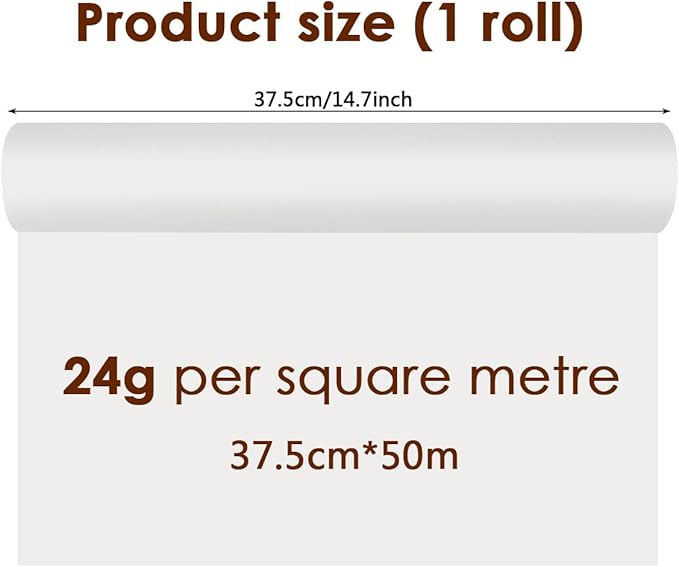 TIMESETL Tracing Paper Roll 14.7in x 55yd Trace Paper White Tracing Paper for Drawing Translucent Trace Paper Roll for Sewing Pattern Paper for Trace, Drawing, Sketch, Craft