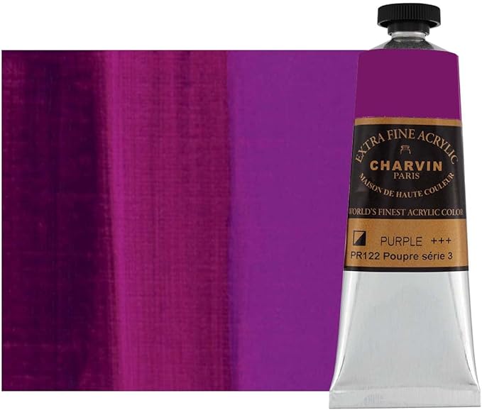 Charvin Extra Fine Professional Acrylic Paint - Purple, 60ml Tube, Triple-Milled, Lightfast Pigments, Open Stock Artist Acrylic Paints in Nature-Inspired Hues