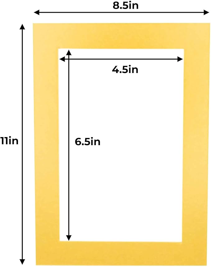5x7 Mat for 8.5x11 Frame - Precut Mat Board Acid-Free Metallic Gold 5x7 Photo Matte For a 8.5x11 Picture Frame, Premium Matboard for Family Photos, Show Kits, Art, Picture Framing, Pack of 10 Mats