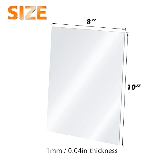 Egofine Plexiglass Sheets Acrylic Sheets 12 Pack of 8x10’’ 0.04 Thick Clear Plastic Cast Transparent Plexi Glass for Crafting Projects, Replacement Picture Frame Glass, DIY Display, Easy to Cut