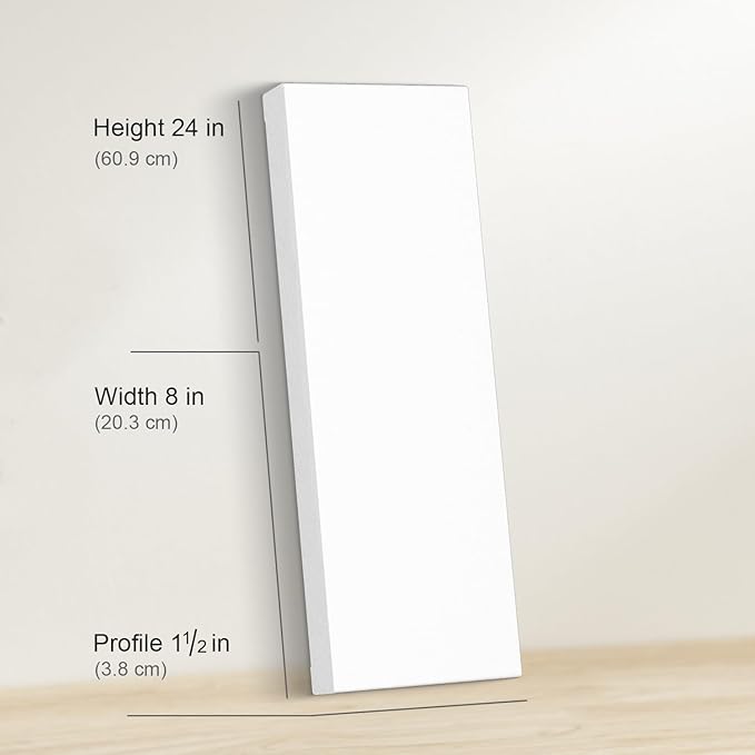 PHOENIX 8x24 Inch 3 Pack Gallery Canvas -1.5 in Thick Long Skinny Canvases for Painting - Deep Edge 100% Cotton 11 Oz. Gesso Primed White Blank Professional Canvas Oil & Acrylic Paints