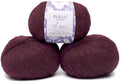 Pullu - Baby Alpaca Merino Wool Yarn Set of 3 Skeins (150 Grams) Worsted Weight - Sourced Directly from Peru - Heavenly Soft and Perfect for Knitting and Crocheting (Plum)