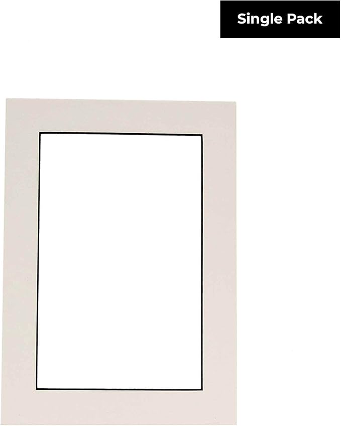 8x10 Mat Bevel Cut for 5.5x8.5 Photos - Acid Free White with Black Core Precut Matboard With Backing Board and Crystal Clear, Self Seal Photo Mat Bag - For Pictures, Photos, Framing - 4-ply Thickness