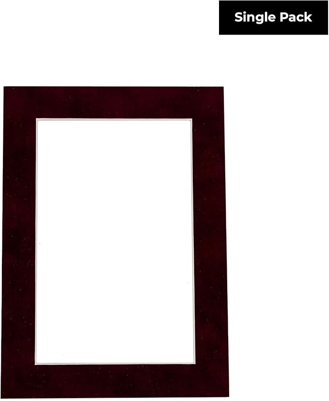 8x10 Mat Bevel Cut for 5.5x8.5 Photos - Acid Free Dark Red Suede Precut Matboard - For Pictures, Photos, Framing - 4-ply Thickness