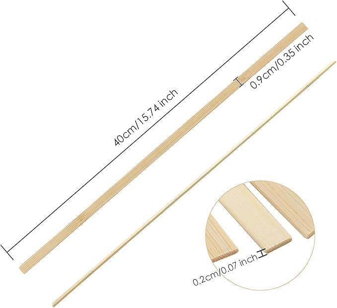 Pllieay 60 Pieces Wooden Sticks for Crafts, Bamboo Sticks Wooden Craft Sticks Extra Long Sticks for Crafting (15.75 Inches Length × 0.35 Inches Width)