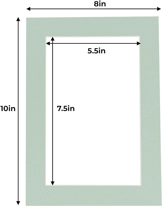 6x8 Mat for 8x10 Frame - Precut Acid-Free Honeydew Green Photo Matte Board for Picture Framing, Family Photos, Show Kits, Art - Premium Matboard Pack of 25
