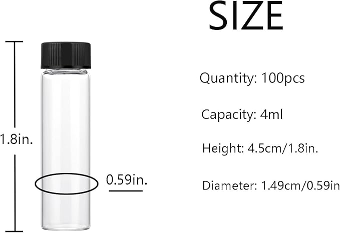 4ml Clear Small Glass Vials 100pcs with Screw Caps(100pcs)