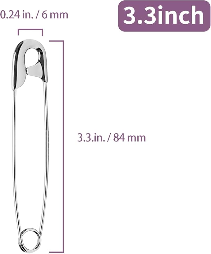 3.3 Inch Safety Pins Assorted, Bulk Large Safety Pins for Clothes(3.3 inch 50PCS)