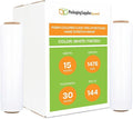 PSBM White Stretch Wrap, 15 Inch x 1476 Feet, 144 Pack, Tinted Pre-Stretched Shrink Wrap Film for Moving, Packaging, Pallet Wrapping