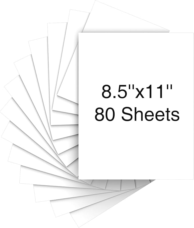 Cardstock 8.5 x 11 Inch 80 Sheets 190 gsm Heavyweight Card Stock Paper White Cardstock Printer Paper Perfect for Wedding Invitations, DIY Cards, Postcards, Photos, Art and Crafts