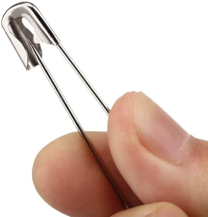 vrupin 100PCS-2.2In Safety Pins,Stainless Steel Safety Pins,Safety Pins Bulk Metal Silver Sewing Pins Clothing Clips Tool 55mm Decorative Safety pins