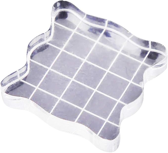 1PC Acrylic Stamp Blocks with Grid Lines, Transparent with Curve Edges Essential Stamping Tools for Scrapbooking Crafts Making (7.5x7.5cm)