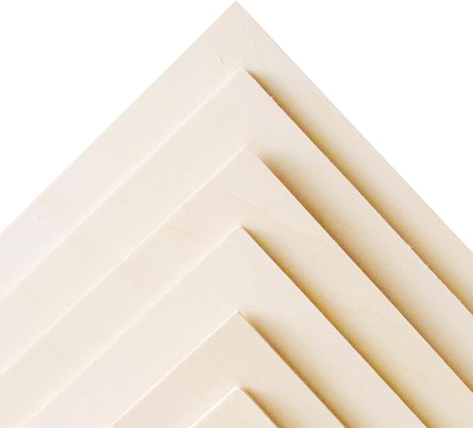 3mm 1/8" x 12" x 18" Baltic Birch Plywood, 6 Pcs Craft Wood Sheets with Grade B/BB Veneer, Perfect for DIY Projects, Laser Cutting & Engraving, Woodburining and Painting