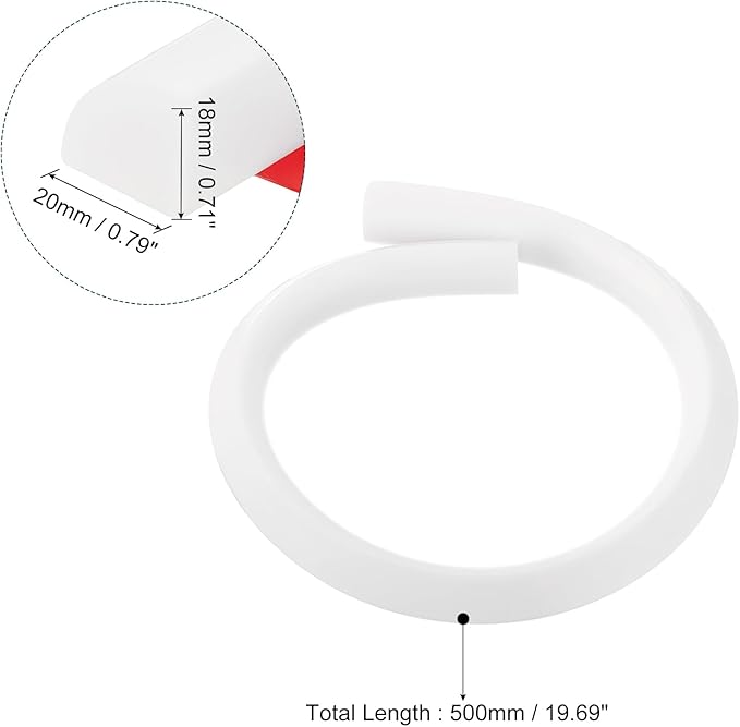 uxcell Flexible Molding Trim, 20 Inch Flexible Quarter Round Molding Silicone Peel and Stick Trim Self Adhesive Shower Water Barrier for Corner Decor Bathroom Kitchen, White