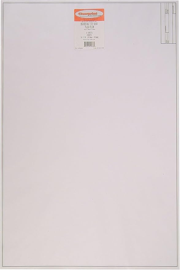 Clearprint 24" x 36" 1000H Design Vellum Sheets with Engineer Title Block, 16 lb., 100% Cotton, 10 Sheets Per Pack, 1 Each