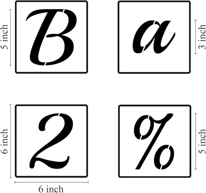 5 Inch Alphabet Letter Stencils for Painting - 70 Pack Letter and Number Stencil Templates with Signs for Painting on Wood, Reusable Cursive Letters Stencils for Chalkboard Wood Signs & Wall Art