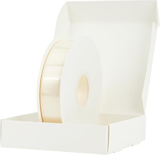 HUIHUANG Cream Ribbon 1 inch x 50 Yards Ivory Double-Faced Polyester Silk Satin Ribbon for Gift Wrapping, Wedding Invitations, Hair, Bows Making, Holiday Decor, Floral Arrangement