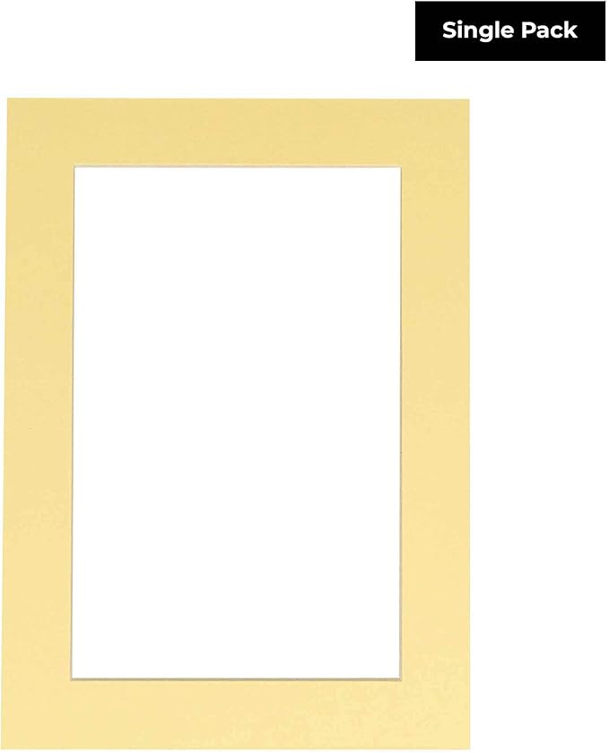 Poster Palooza 8x10 Mat Bevel Cut for 5.5x8.5 Photos - Acid Free Soft Yellow Precut Matboard - For Pictures, Photos, Framing - 4-ply Thickness
