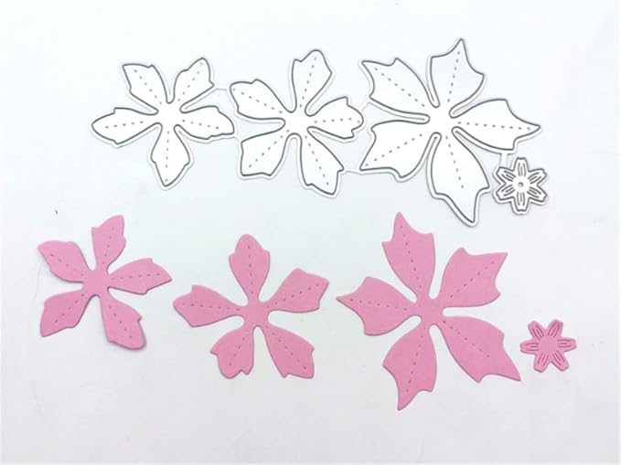 Mvchifay Cutting Dies Happy Birthday Metal Stencils Scrapbooking Tool DIY Emboss Paper Card Making (4 Pcs flowers-15.8x6.8cm)