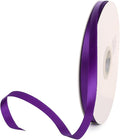 3/8" x 100 Yards Regal Purple Polyester Satin Ribbon Single Faced Bulk Fabric Ribbons for Gift Wrapping, Crafting and DIY Projects, Scrapbooking, Bows and Card Making