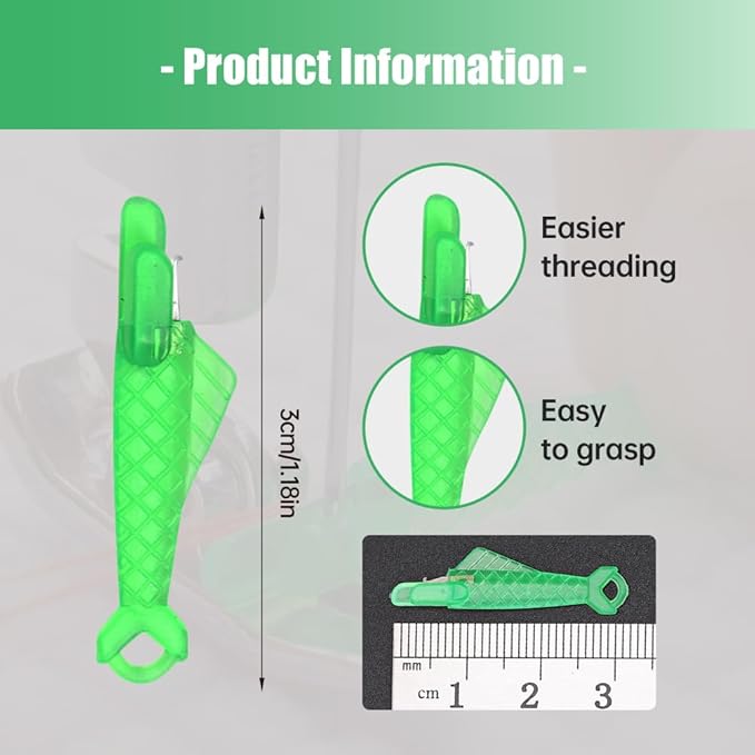 Automatic Sewing Needle Threader, Fish Type Quick Needle Threaders for Hand Sewing, Sewing Machine Needle Threader Tools, Sewing Supplies - Designed for Sewing Lovers Alike (green-5pcs)