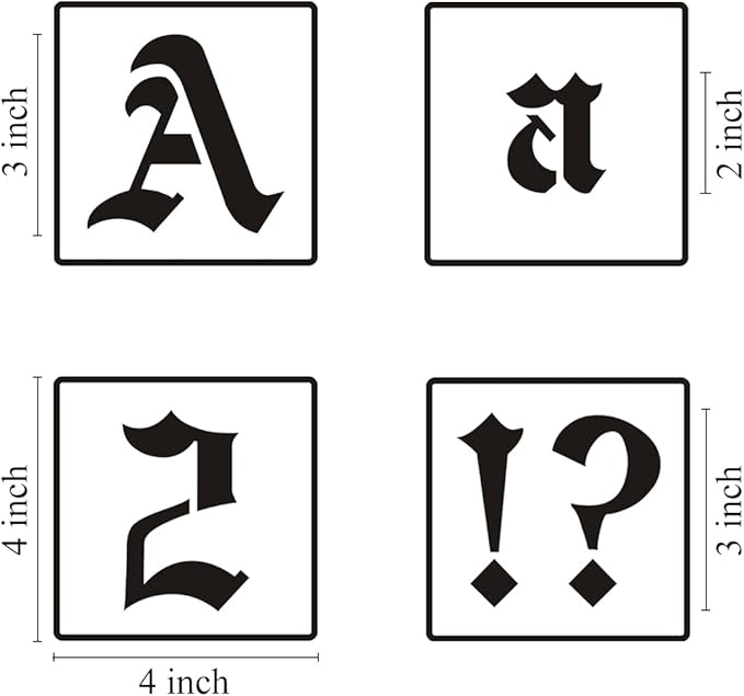 3 Inch Alphabet Letter Stencils for Painting - 70 Pack Old English Letter Stencil Templates with Numbers and Signs for Painting on Wood, Reusable Letters Stencils for Chalkboard Wood Signs & Wall Art