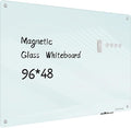 Magnetic Glass Whiteboard - Glass Dry Erase Board 48"x96" Large Frameless Board for Walls Office School and Home