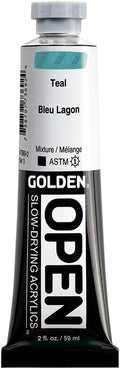 OPEN Slow-Drying Acrylics by GOLDEN, Teal, 2 fl oz. tube, Professional Acrylic Paint, Opaque