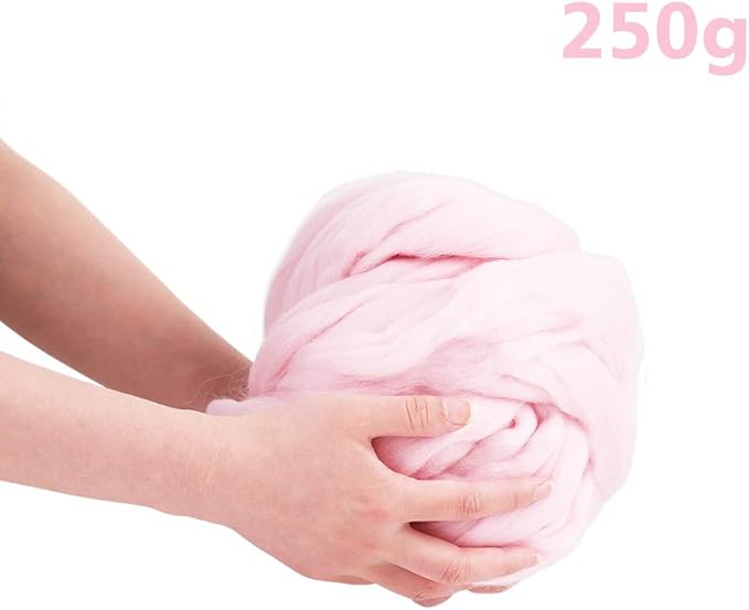 Wool Roving Bulk - 8.82oz Super Wool Chunky Yarn, Wool Roving Top for Needle Felting, Soft Felting Wool Supplies for Hand Spinning, Felting, Blending, Weaving and DIY Craft