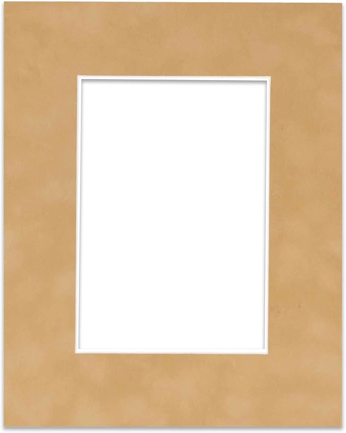 Poster Palooza 11x14 Mat Bevel Cut for 8.5x11 Photos - Acid Free Beige Suede Precut Matboard - for Pictures, Photos, Framing - 4-ply Thickness