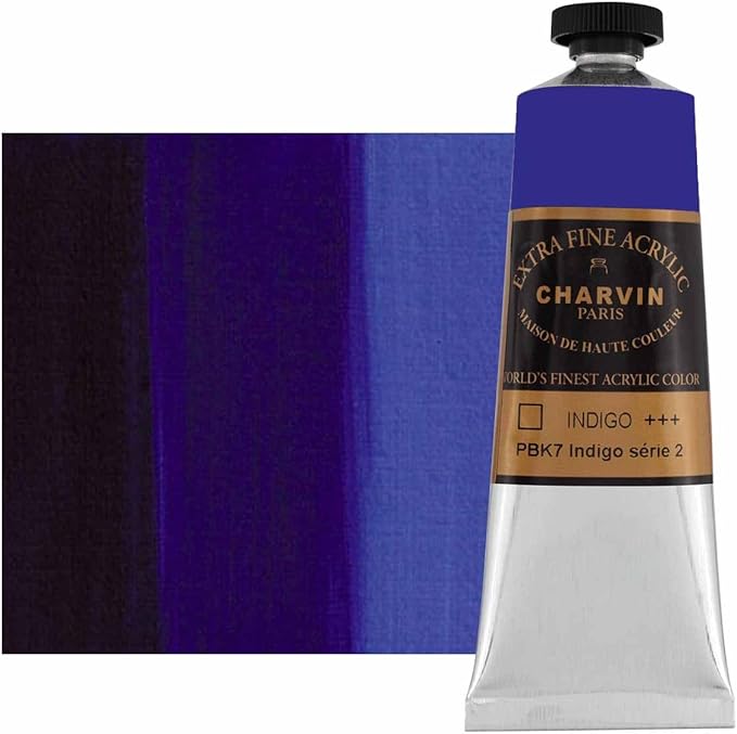 Charvin Extra Fine Professional Artist Acrylic Paint Colors, Nature Themed Hues, 150ml Indigo