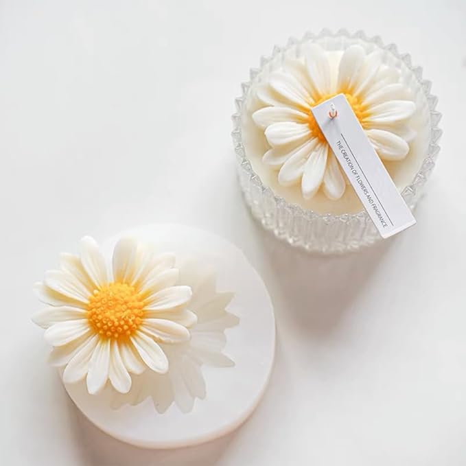 Daisy Candle Mold 2pack, Daisy Silicone molds for Candles, for soap,Candles,Resin,Polymer Clay, Plaster and More DIY Craft