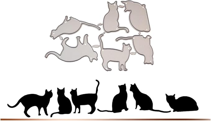 Cutting Dies Metal Stencils Scrapbooking Tools DIY Embossing Template for Paper Card Making Album Arts Crafts Supplies (6 Cats-8.7x6cm)
