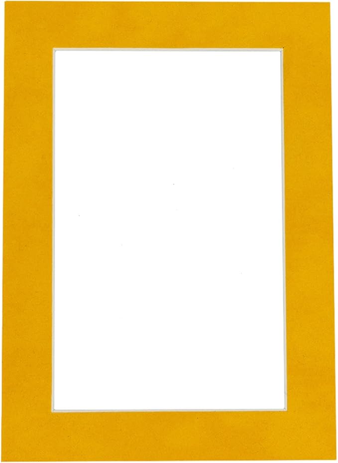 Pack of 25 Acid Free 11x14 Mats Bevel Cut for 8.5x11 Photos - Bright Yellow Precut Matboards With Backing Boards and Clear Photo Mat Bags For Pictures, Photos, Framing - 4-ply Thickness