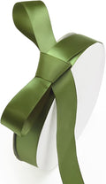 1" x 100 Yards Olive Green Polyester Satin Ribbon Single Faced Bulk Fabric Ribbons for Gift Wrapping, Crafting, Bows Making, Flower Bouquet, Wedding, Home Decor