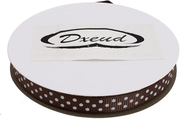 Polka Dot Grosgrain Ribbon 25 Yard Each Roll 100% Polyester (3/8", Coffee)