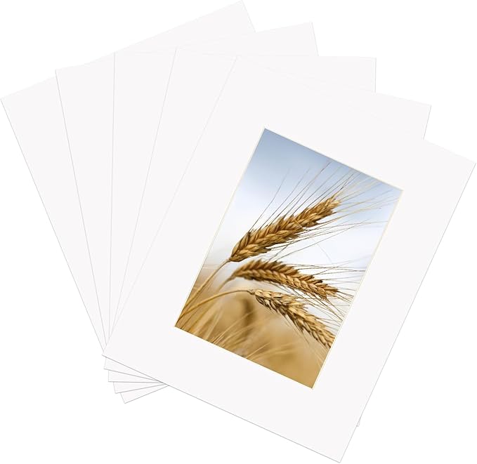 ZBEIVAN 8x10 White Picture Mats with Core Bevel Cut Frame Mattes for 5x7 Pictures - Pack of 5