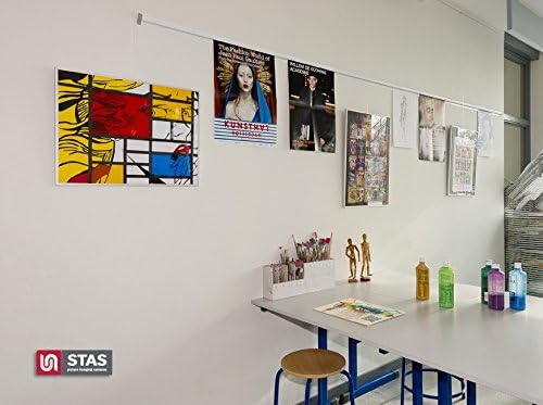 STAS Paper Rail 78.7'' - Wall-Mounted Display for Posters, Photos, Memos, and Drawings - White