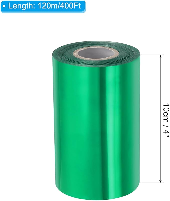PATIKIL 4"x400Ft Hot Stamping Foil Paper, Heat Transfer Hot Stamping Paper Foil Roll for Leather DIY Logo Decor Craft Gift Package Scrapbook Card, Green
