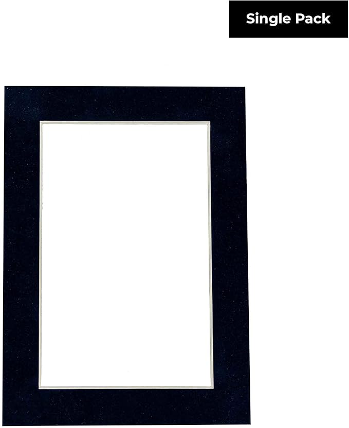 8.5x11 Mat Bevel Cut for 7x9 Photos - Acid Free Navy Suede Precut Matboard - For Pictures, Photos, Framing - 4-ply Thickness