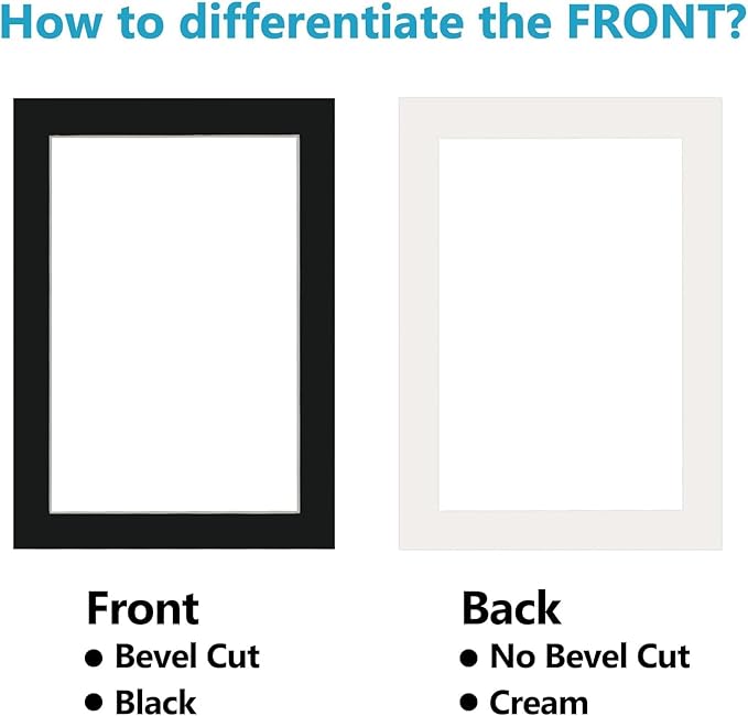 Egofine 8x10 Black Picture Mats Pack of 11, Frame Mattes for 5x7 Pictures, Acid Free, 1.2mm Thickness, with Core Bevel Cut