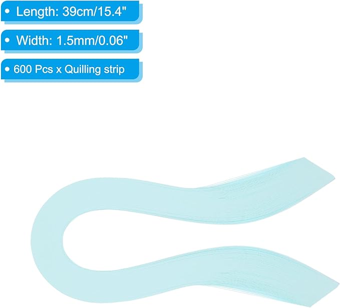 PATIKIL Quilling Strips Paper 600pcs 1.5mm 39cm Origami Paper Quilling Kits for Art DIY Hand Craft Christmas, Light Blue