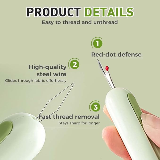 2 in 1 Needle Threader Seam Ripper, Upgraded Sewing Kit Tool for Needle Threading and Seam Removal, Quilting Stitching Supplies for Elderly and Sewing Enthusiasts (Orange)