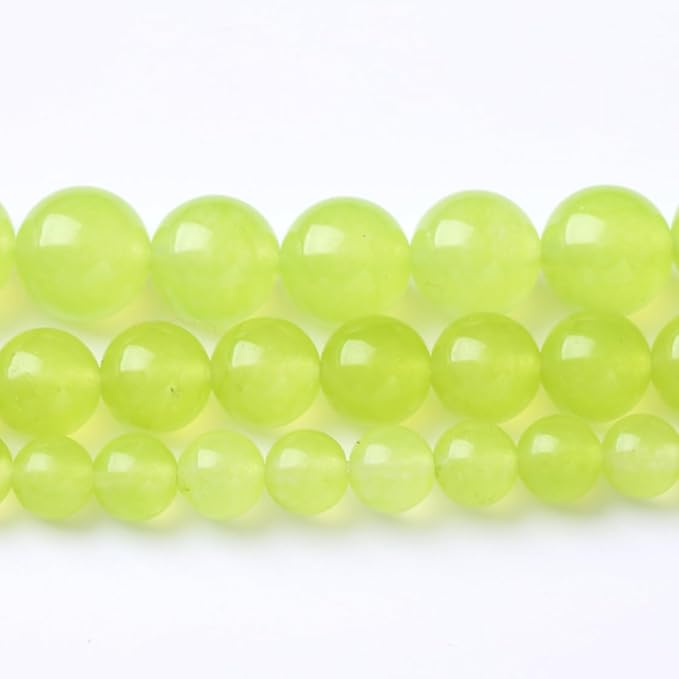 60PCS 6MM Natural Apple Green Chalcedony Stone Beads Round Loose Stone Beads for Jewelry Making DIY Energy Stone Healing Power Bracelet 15"