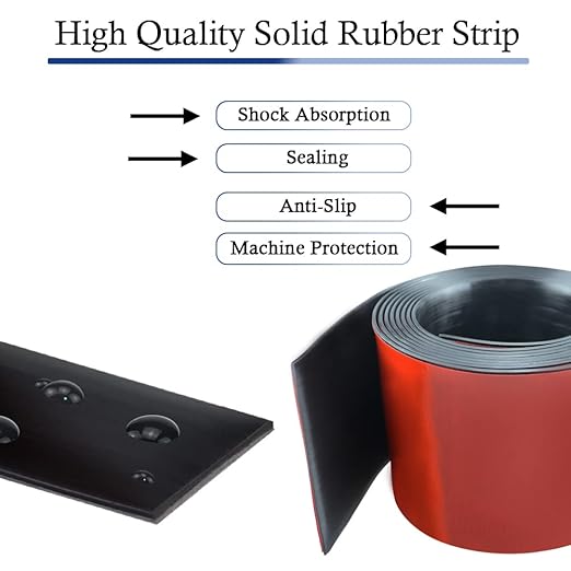 Neoprene Rubber Strips Self Adhesive Solid Rubber Sheets, Rolls & Strips for DIY Gaskets Crafts Pads Seals Warehouse Flooring Neoprene Sheet with Adhesive Backing (6" Wide x 1/5" Thick x 10' Long)