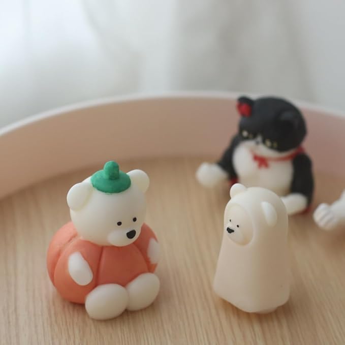 Halloween Pumpkin Cartoon Bear Silicone Candle Mold 3D Cute Resin Gypsum Ice Cube Baking Mold Bedroom Decor Birthday Party Gifts Wedding Souvenirs