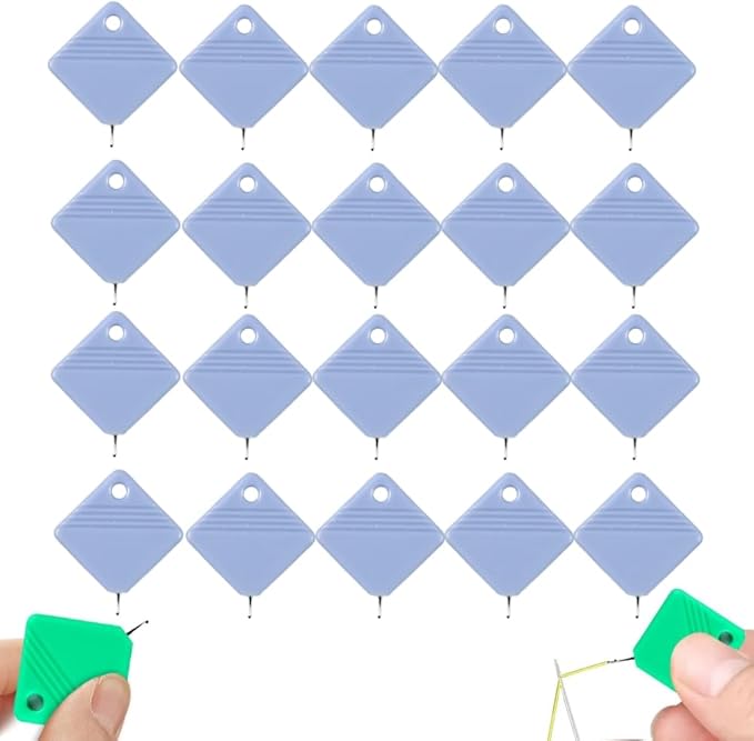 Automatic Needle Threaders for Hand Sewing, 2025 Upgrade Embroidery Floss, Sewing Machine Needle Threader, Sewing Supplies Tool, Fits All Needle Sizes (20, Light Blue)